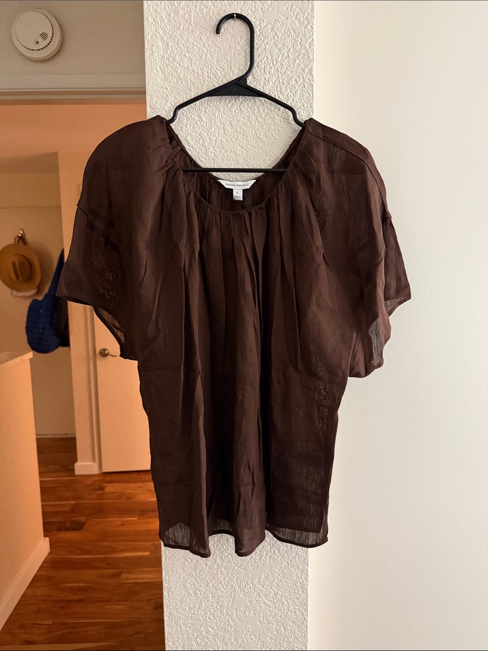 Banana Republic Brown Short-Sleeve Peasant Blouse